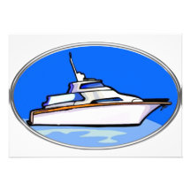 Yacht in Oval Personalized Announcement