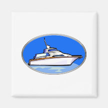 Yacht in Oval Refrigerator Magnets
