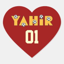 Yahir in Soccer Gold Heart Sticker