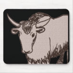 Yak cartoon drawing, brown and sandstone mouse pad