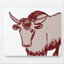 Yak cartoon drawing, red and sandstone textured mouse pads