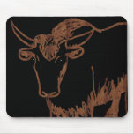 Yak drawing outline, woodgrain texture mousepads