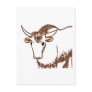 Yak drawing outline, woodgrain texture post cards