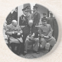 Yalta Conference Roosevelt Stalin Churchill 1945 Beverage Coaster