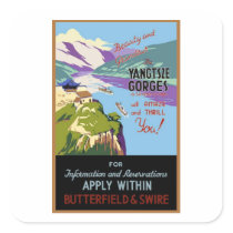 Yangtsze Yangtze River Gorges Vintage Travel Art Square Sticker