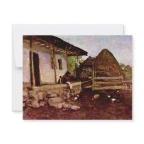 Yard Of A Farmhouse By Grigorescu Nicolae Custom Announcement