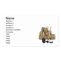 Yard Tools Leaning on Stacks of Hay Business Card Templates