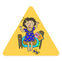 Yawning Bedtime Girl Triangle Sticker