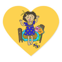 Yawning Bedtime Girl Heart Stickers