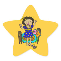Yawning Bedtime Girl Sticker