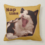 Yawning Bicolor Cat Pillow