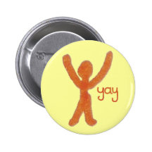 Yay Badge with Red Stick Man Pinback Buttons