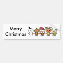 Yay For Colour Five Xmas Characters Bumper Stickers