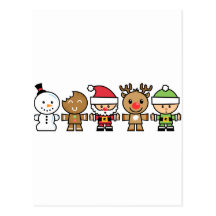 Yay For Colour Five Xmas Characters Postcard
