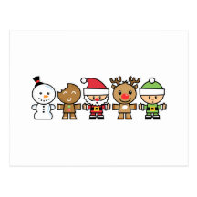 Yay For Colour Five Xmas Characters Postcard