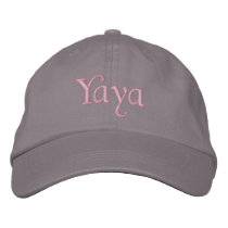Yaya Embroidered Baseball Cap Hat Pink Grey