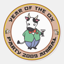 Year of The Ox Gift Round Stickers