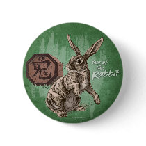 Year of the Rabbit Button, green