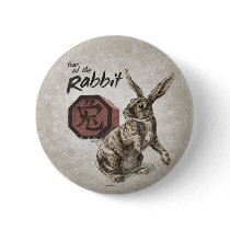 Year of the Rabbit Button, tan