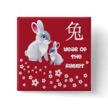 Year of the Rabbit . Two Rabbits buttons