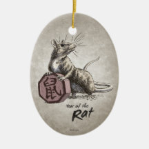 Year of the Rat Oval Ornament