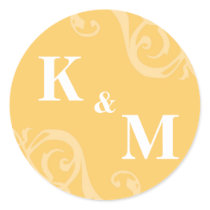 Yellow 2 initial letter monogram favour tag seal