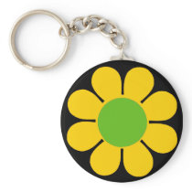 Yellow 60's Flower Power Keychain