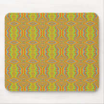 Yellow 60's Retro Fractal Pattern Mouse Mat