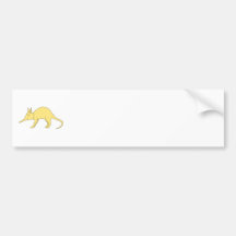 Yellow Aardvark. Cute Cartoon Animal Bumper Sticker