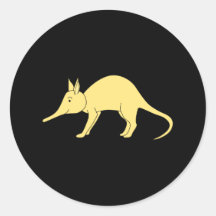 Yellow Aardvark. Cute Cartoon Animal Round Sticker