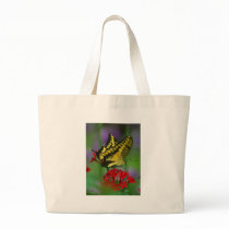 Yellow and Black Butterfly Tote Bags