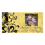 Yellow and Black Contemporary Swirl Custom Photo Card