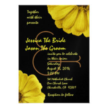 Yellow and Black Daisies Wedding Template Announcements
