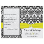 Yellow and Black Damask Wedding Program flyers