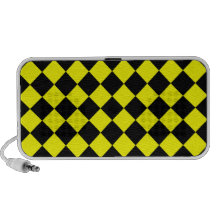 Yellow and Black Diagonal Checkerboard Design Mini Speaker