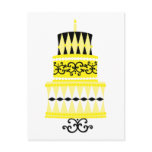 Yellow and Black Party Cake Postcards
