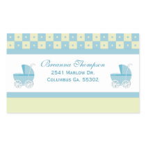 Yellow and Blue Baby Carriage Address Stickers