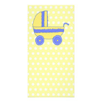 Yellow and Blue Baby Stroller. Personalized Photo Card