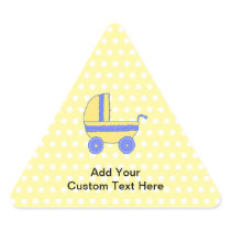 Yellow and Blue Baby Stroller. Triangle Sticker