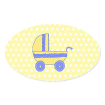 Yellow and Blue Baby Stroller. Stickers