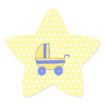Yellow and Blue Baby Stroller. Sticker