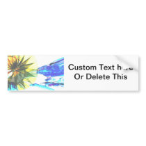 Yellow and Blue Zoomed Rides on White Abstract Bumper Sticker