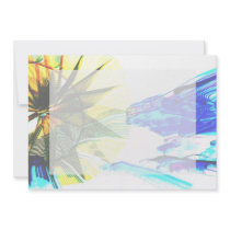 Yellow and Blue Zoomed Rides on White Abstract Announcement