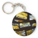 Yellow and clear stained glass close up photo keychains