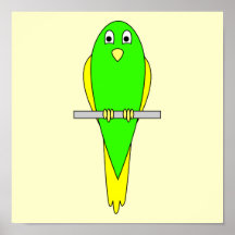 Yellow and Green Bird. Parakeet Poster
