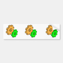 Yellow and green gears bumper sticker