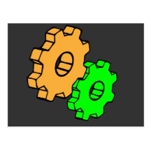 Yellow and green gears postcard