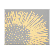 Yellow and Grey Abstract Floral Canvas Prints