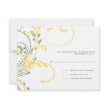 Yellow and Grey Double Floral Wedding RSVP invitations