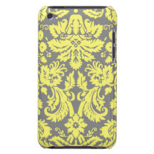 Yellow and Grey Fancy Damask Patterned iPod Touch Cover